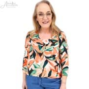 S LeaH T-shirt 3/4 mouw - Oranje dessin S LeaH T-shirt 3/4 mouw - Oranje dessin